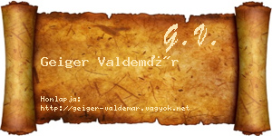 Geiger Valdemár névjegykártya
